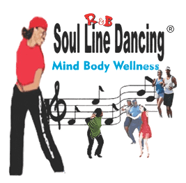 Soul line dancing with musical notes.